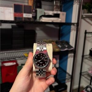 Rolex Silver and Black Men's Watch